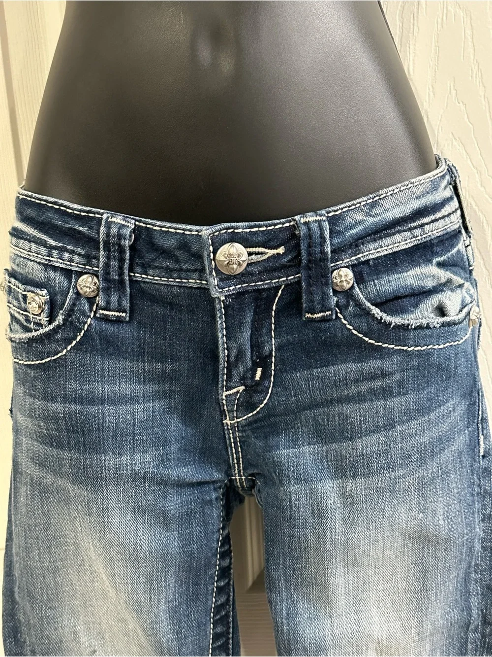 Miss Me Distressed Dark Blue Denim Bermuda Shorts